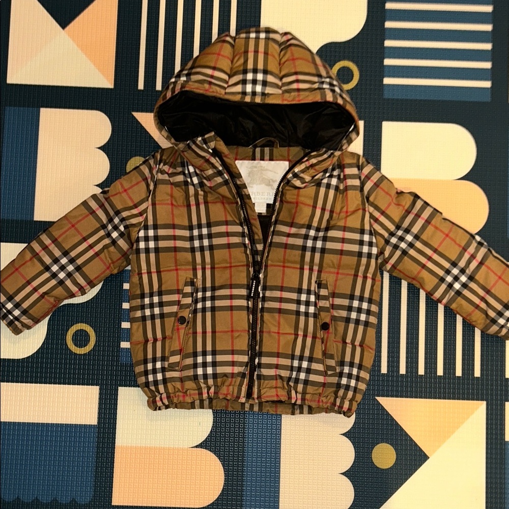 Burberry Kids Classic Check Hooded Puffer Jacket - Beige/Tan